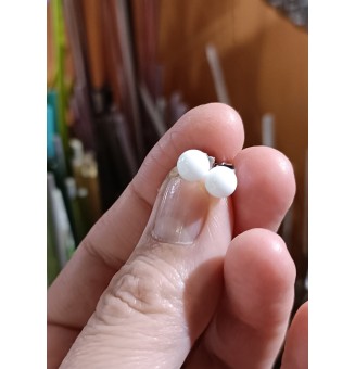 puces d'oreilles Acier Inoxydable en verre blanc "petit diametre"