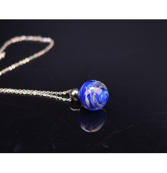 interchangeable ** collier 50 cm avec perle à visser bleu et or