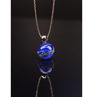 interchangeable ** collier 50 cm avec perle à visser bleu et or
