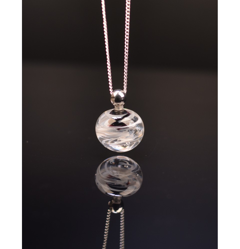 interchangeable ** collier 76 cm avec perle à visser noir et blanc