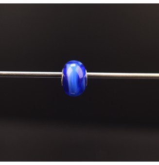 1 perle de verre trou 5 mm oeillets argent massif bleu intense