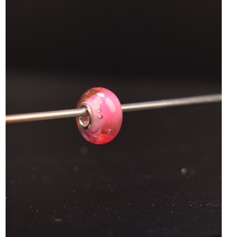 1 perle de verre trou 5 mm oeillets argent massif rose
