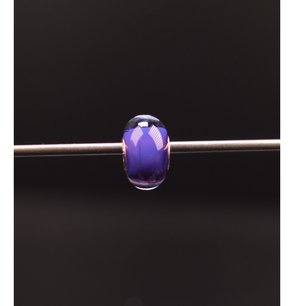 1 perle de verre trou 5 mm oeillets argent massif violet