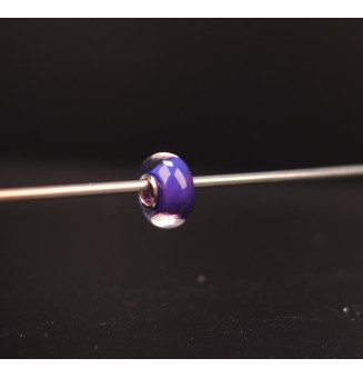 1 perle de verre trou 5 mm oeillets argent massif violet