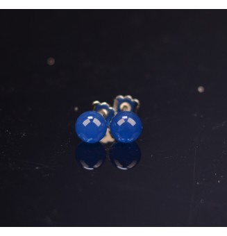 puces d'oreilles Acier Inoxydable en verre bleu electric