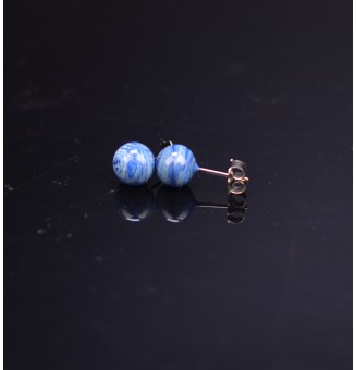 puces d'oreilles Acier Inoxydable en verre bleu tie and dye