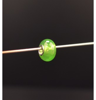 1 perle de verre trou 5 mm oeillets argent massif vert fluo