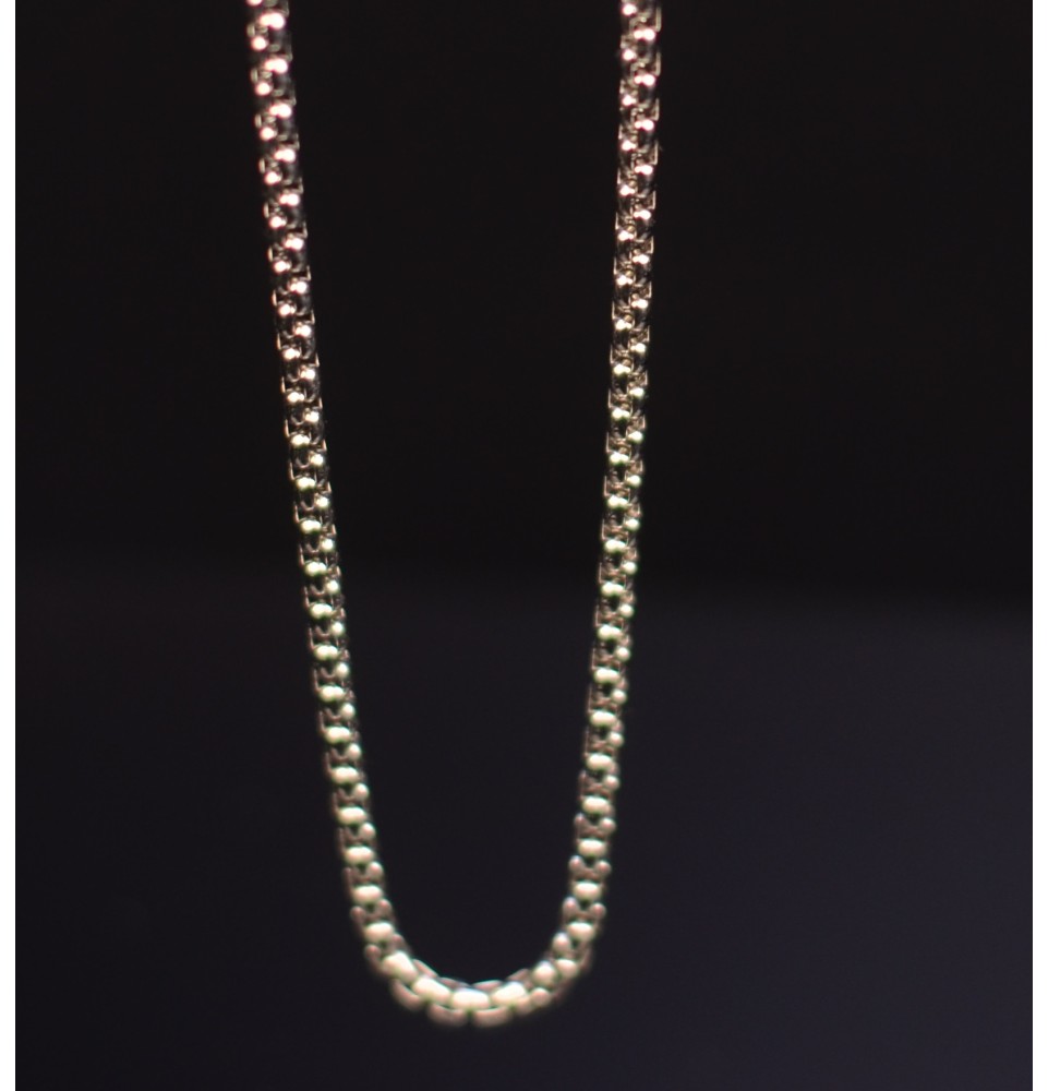 1 collier de fine chaine maille tressée acier inoxydable 50.5 cm