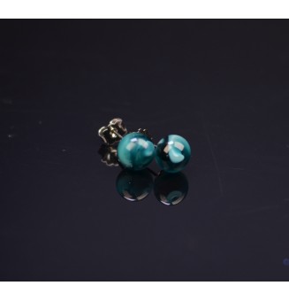 puces d'oreilles Acier Inoxydable en verre bleu pétrole