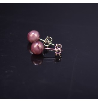 puces d'oreilles Acier Inoxydable en verre violet prune nacré
