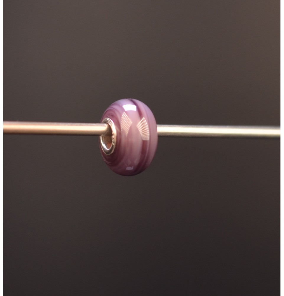 1 perle de verre trou 5 mm oeillets argent massif violet prune nacré