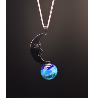 interchangeable ** collier 76 cm " lune" et perle à visser