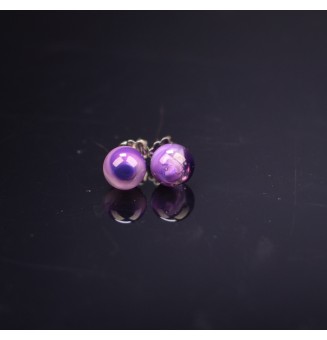 puces d'oreilles Acier Inoxydable en verre violet woodstock