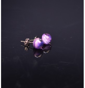 puces d'oreilles Acier Inoxydable en verre violet woodstock