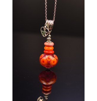 collier perles de verre roes corail rouge  60 cm