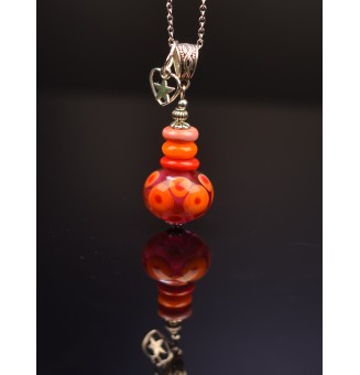 collier perles de verre roes corail rouge  60 cm