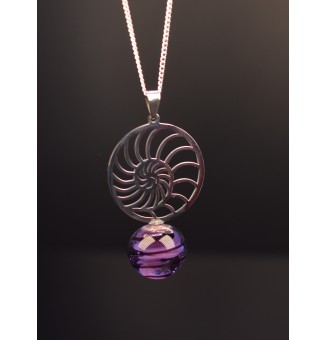 interchangeable ** collier 76 cm avec perle à visser violet et noir