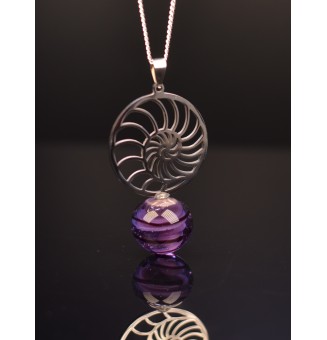 interchangeable ** collier 76 cm avec perle à visser violet et noir