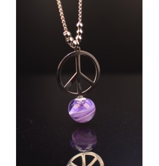 interchangeable ** collier 70 cm "peace and love" et perle à visser mauve