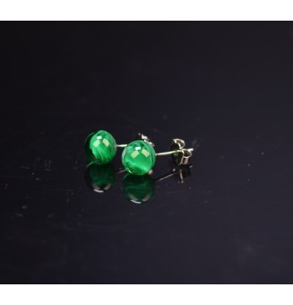 puces d'oreilles Acier Inoxydable en verre vert