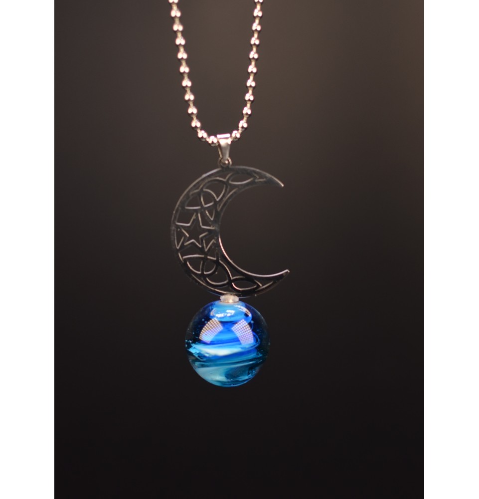 interchangeable ** collier 60cm " lune" et perle à visser