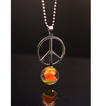 interchangeable ** collier 70 cm "peace and love" et perle à visser multicolore