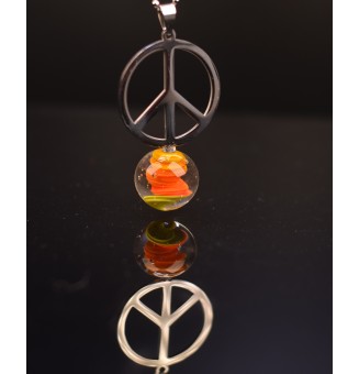 interchangeable ** collier 70 cm "peace and love" et perle à visser multicolore