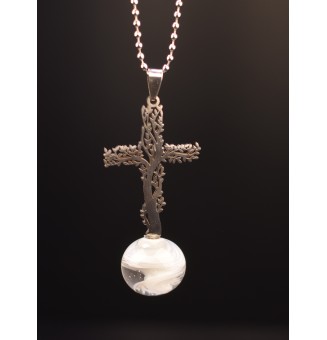 interchangeable ** collier 60 cm croix arbre de vie et perle à visser