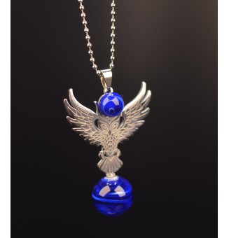 interchangeable ** collier 76 cm " aigle " et perle à visser bleu intense