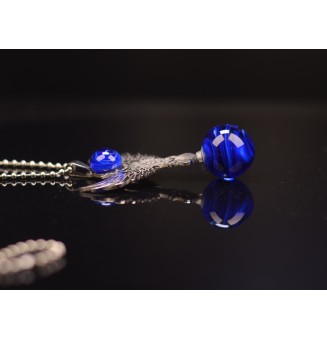 interchangeable ** collier 76 cm " aigle " et perle à visser bleu intense