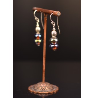 Boucles d'oreilles "AUREA" perles de verre filé, crochets argent massif