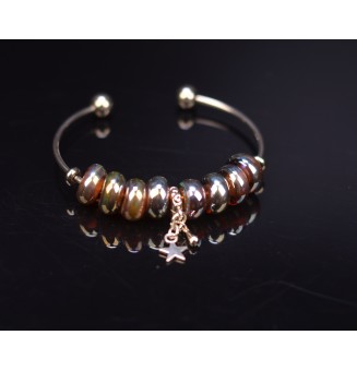 Bracelet rigide réglable avec perles de verre AURAE