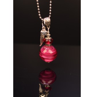 collier 76 cm rose fuchsia, avec perles de verre filé,