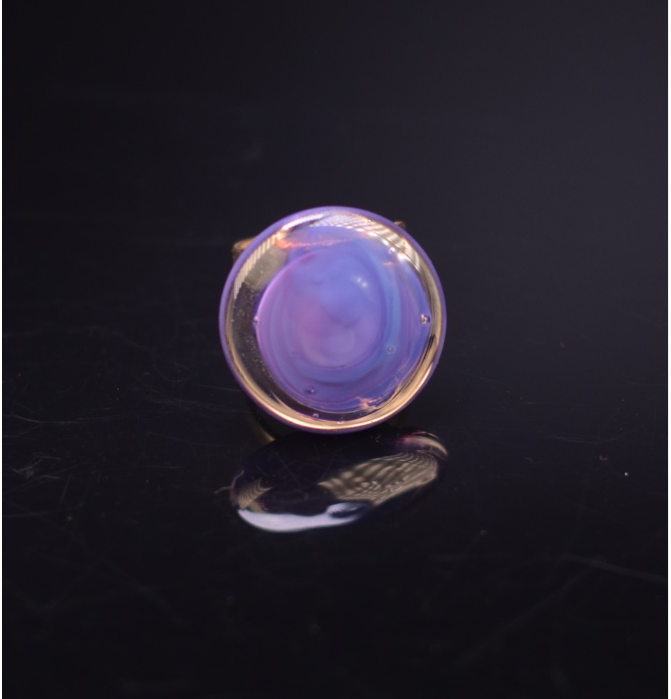 cabochon violet pour bague ou collier interchangeable en verre  (sans le support )