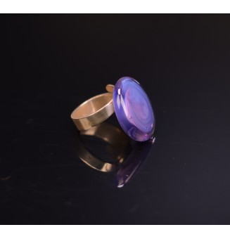cabochon violet pour bague ou collier interchangeable en verre  (sans le support )