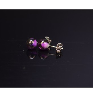 puces d'oreilles Acier Inoxydable en verre violet theia