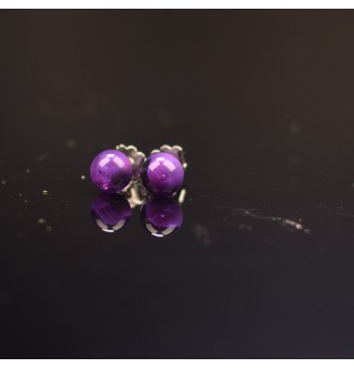 puces d'oreilles Acier Inoxydable en verre violet theia