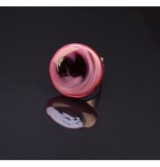 cabochon "NOIR et rose" pour bague ou collier interchangeable en verre  (sans le support )