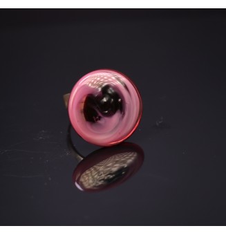 cabochon "NOIR et rose" pour bague ou collier interchangeable en verre  (sans le support )