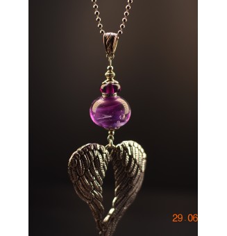 collier ailes d ange 76 cm perles de verre filé "violet theia"