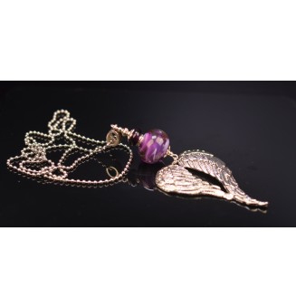 collier ailes d ange 76 cm perles de verre filé "violet theia"