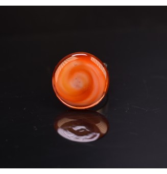 cabochon "rose et ambre" pour bague ou collier interchangeable en verre  (sans le support )