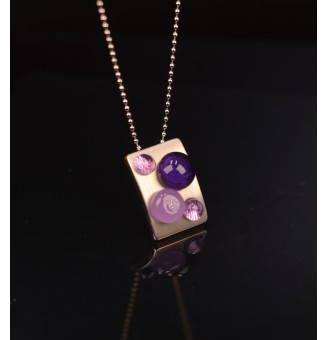 collier perles de verre violet en verre filé 45 cm