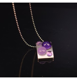 collier perles de verre violet en verre filé 45 cm