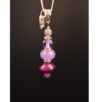 collier 76 cm 3 tons de violet, avec perles de verre filé