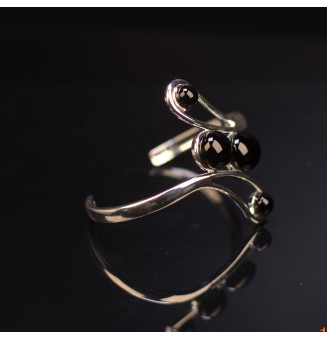 Bracelet rigide réglable avec perles de verre NOIR