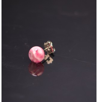 1 puce d'oreilles Acier Inoxydable en verre rose fuchsia !!! c'est une seule boucle et non la paire !