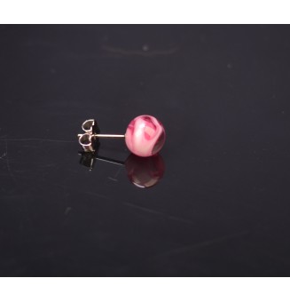 1 puce d'oreilles Acier Inoxydable en verre rose fuchsia !!! c'est une seule boucle et non la paire !