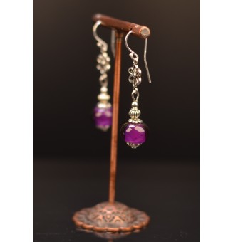 Boucles d'oreilles "VIOELT THEIA" perles de verre filé, crochets argent massif