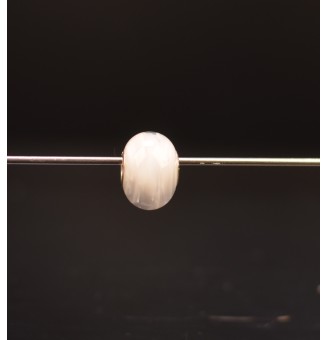 1 perle de verre trou 5 mm oeillets argent massif BLANC